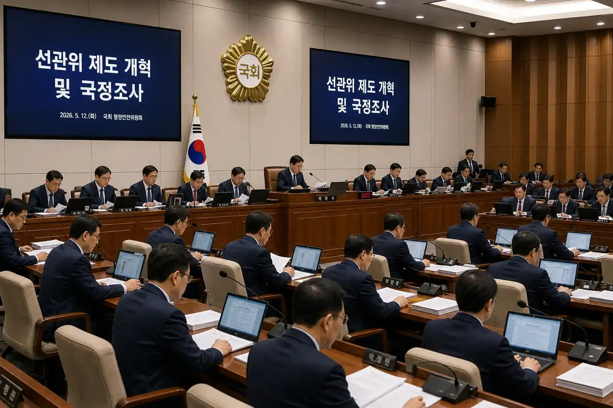 국회에서 선관위 예산 의혹 등 선관위 개혁을 위한 토론이 열리는 장면